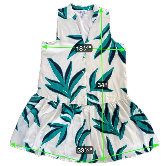 Nine West Tropical Green Leaf Sleeveless Ruffle Hem Mini Dress |Size Small (NWT) - Picture 11 of 12